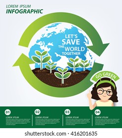Infographic template. Reuse, Reduce, Recycle concept. Save world vector illustration.