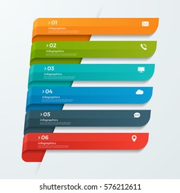 Infographic template with ribbons banners arrows 6 options for presentations, advertising, layouts, annual reports, web design.