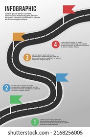 plantilla de infografía con caminos y banderas como etapas