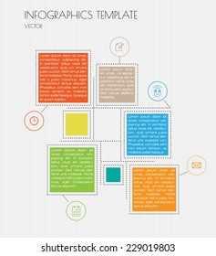 infographic template with sample text on gray lined background, vector