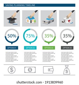 Infographic and template saving money, Vector illustration in flat style