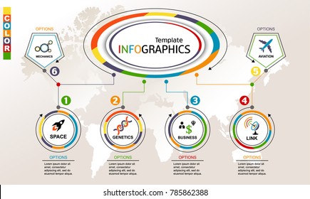 Infographic template. set elements with world map in the background. vector illustration