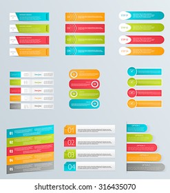 Infographic template set step options for business, startup concept, web design, data visualization, banner, brochure or flyer layouts, presentation, education. Abstract 3d stock vector illustration. 