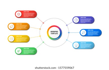 infographic template with seven round elements on white background. modern business process visualisation with thin line marketing icons. vector illustration easy to edit and customize. eps 10