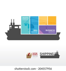 Infographic Template With Shipping Boat Banner . Concept Vector Illustration