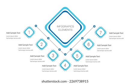 Plantilla Infográfica Muestra Elementos de Gráficos Resumen con Etiquetas y Cuadrados Integrados, Ideal para Conceptos de Negocio con Adecuado para Contenido, Diagramas, Gráficos de Flores, Líneas de Tiempo y Diseños de Flujo de Trabajo.