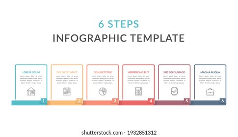 Infographic template with six elements with place for your text and icons, workflow, process chart, steps or options, vector eps10 illustration