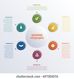 Infographic template six option circles  banner what can be used as business presentation,chart, diagram, table, workflow layout