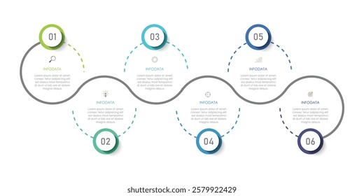  Infographic template six option process or 6 step for business