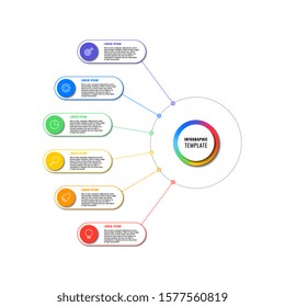 infographic template with six round elements on white background. modern business process visualisation with thin line marketing icons. vector illustration easy to edit and customize. eps 10