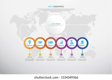 infographic template with six step instructions, can use for presentations, workflow layouts, brochures and others