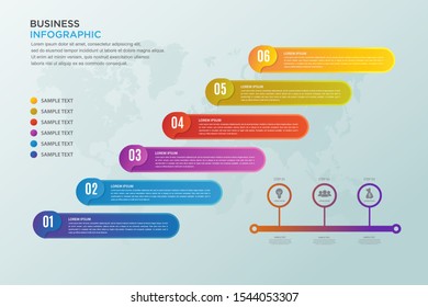infographic template with six step instructions, can use for presentations, workflow layouts, brochures and others