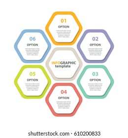 Infographic Template. Six Steps Honeycomb Form Diagram. Vector EPS 10