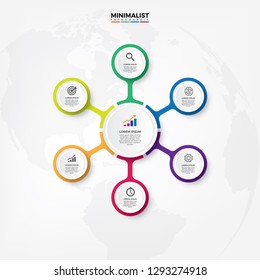 Infographic template with six steps or options. Vector hexagon chart template. Vector elements for infographic, Business process, Presentation, Hexagon graphic elements