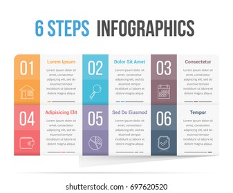 Infographic template with six steps or options, workflow, process diagram, vector eps10 illustration
