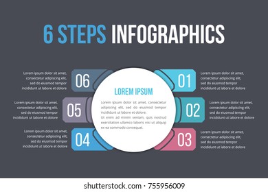 Infographic template with six steps or options, workflow, process diagram, vector eps10 illustration