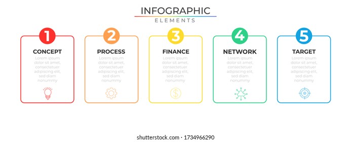 Plantilla infográfica con seis opciones de línea delgada e iconos. Proceso de estrategia de gráfico. Vector moderno para proyectos y presentaciones de empresas o empresas. Diseño moderno Eps10