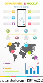 Infographic template with Smartphone mockup isolate on white background. Infographic design vector and marketing icons can be used for workflow layout, diagram, annual report, web design etc.