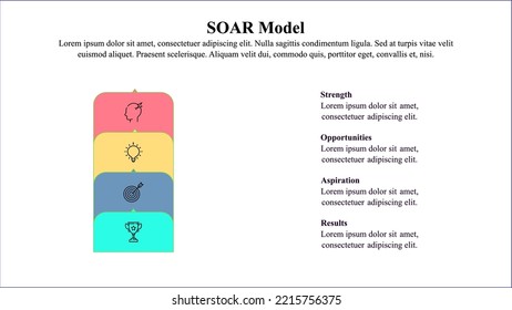 Infographic template of SOAR analysis with icons and text space.