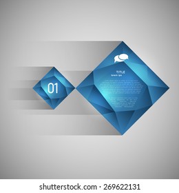 infographic template with square crystals, option steps