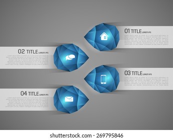 infographic template with square crystals, option steps