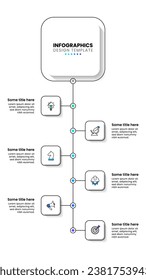 Infographic template with squares and 6 options or steps. Vertical line. Can be used for workflow layout, diagram, banner, webdesign. Vector illustration