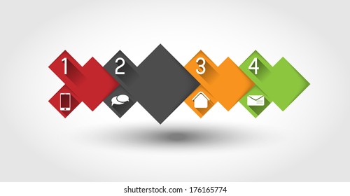 infographic template squares with long shadow effect, options, infographic design element