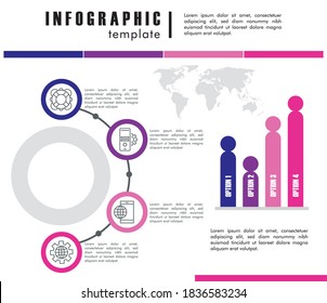 infographic template statistics with earth planet maps vector illustration design