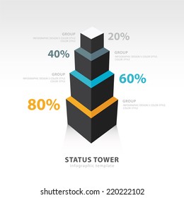  infographic template status tower 4 color