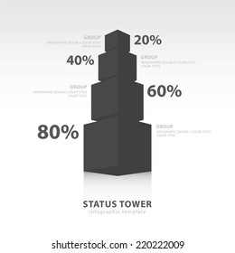  infographic template status tower font view  black color balance