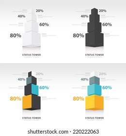  infographic template status tower font view set