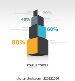 infographic template status tower font view 4 color