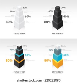  infographic template status tower set