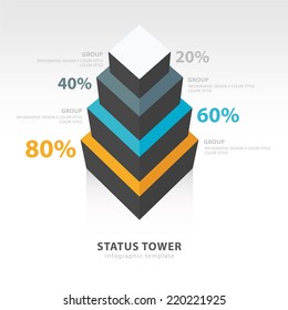  infographic template status tower top view  4 color