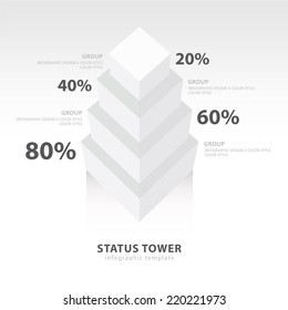  infographic template status tower top view   white color balance