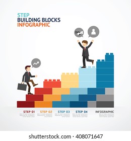 Infographic Template Step Building Blocks Banner . Concept Vector Illustration
