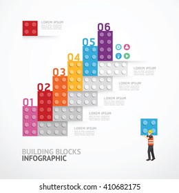 Infographic Template step building blocks banner . concept vector illustration