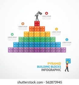 Infographic Template step building Pyramid blocks . concept vector illustration
