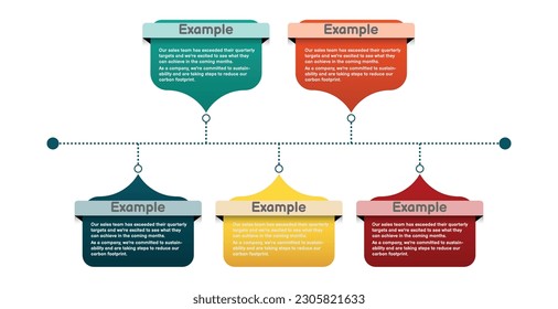 Guía de paso de plantilla de infografía para presentación de información comercial. Cuadrado de la pancarta vectorial y elementos de iconos. Diagramas de flujo de trabajo modernos. Reportar temas del plan de opciones 5