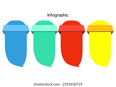 Infographic template step guide for business information presentation. Vector banner square and icons elements. Modern workflow diagrams. Report option plan 4 topics