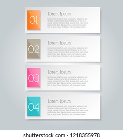 Infographic template with step options for business, startup concept, web design, data visualization, banner, brochure or flyer layouts, presentation, education. Abstract 3d stock vector illustration.