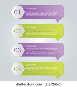 Infographic template with step options for business, startup concept, web design, data visualization, banner, brochure or flyer layouts, presentation, education. Abstract 3d stock vector illustration.