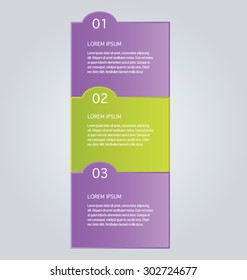 Infographic template with step options for business, startup concept, web design, data visualization, banner, brochure or flyer layouts, presentation, education. Abstract 3d stock vector illustration.