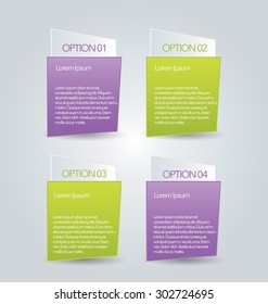 Infographic template with step options for business, startup concept, web design, data visualization, banner, brochure or flyer layouts, presentation, education. Abstract 3d stock vector illustration.
