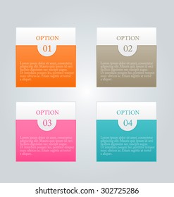 Infographic template with step options for business, startup concept, web design, data visualization, banner, brochure or flyer layouts, presentation, education. Abstract 3d stock vector illustration.