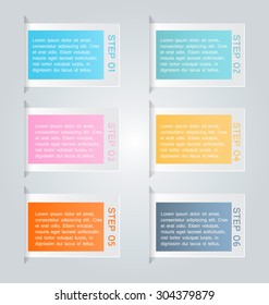 Infographic template with step options for business, startup concept, web design, data visualization, banner, brochure or flyer layout, presentation, education. Abstract 3d stock vector illustration. 