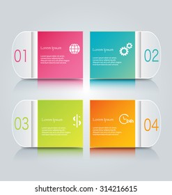 Infographic template with step options for business, startup concept, web design, data visualization, banner, brochure, flyer layouts, presentation, education. Abstract 3d stock vector illustration. 
