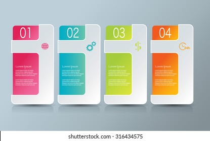 Infographic template with step options for business, startup concept, web design, data visualization, banner, brochure or flyer layouts, presentation, education. Abstract 3d stock vector illustration.