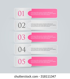 Infographic template with step options for business, startup concept, web design, banner, brochure or flyer layouts, presentation, education. Abstract 3d stock colorful vector illustration. 