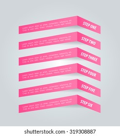 Infographic template with step options for business, startup concept, web design, data visualization, banner, brochure or flyer layouts, presentation, education. Abstract 3d stock vector illustration.